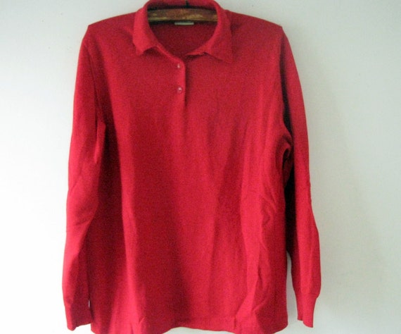 Vintage German pure wool Mens Sweater Red 80s Des… - image 1