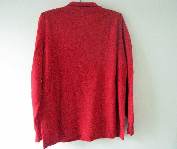 Vintage German pure wool Mens Sweater Red 80s Des… - image 3