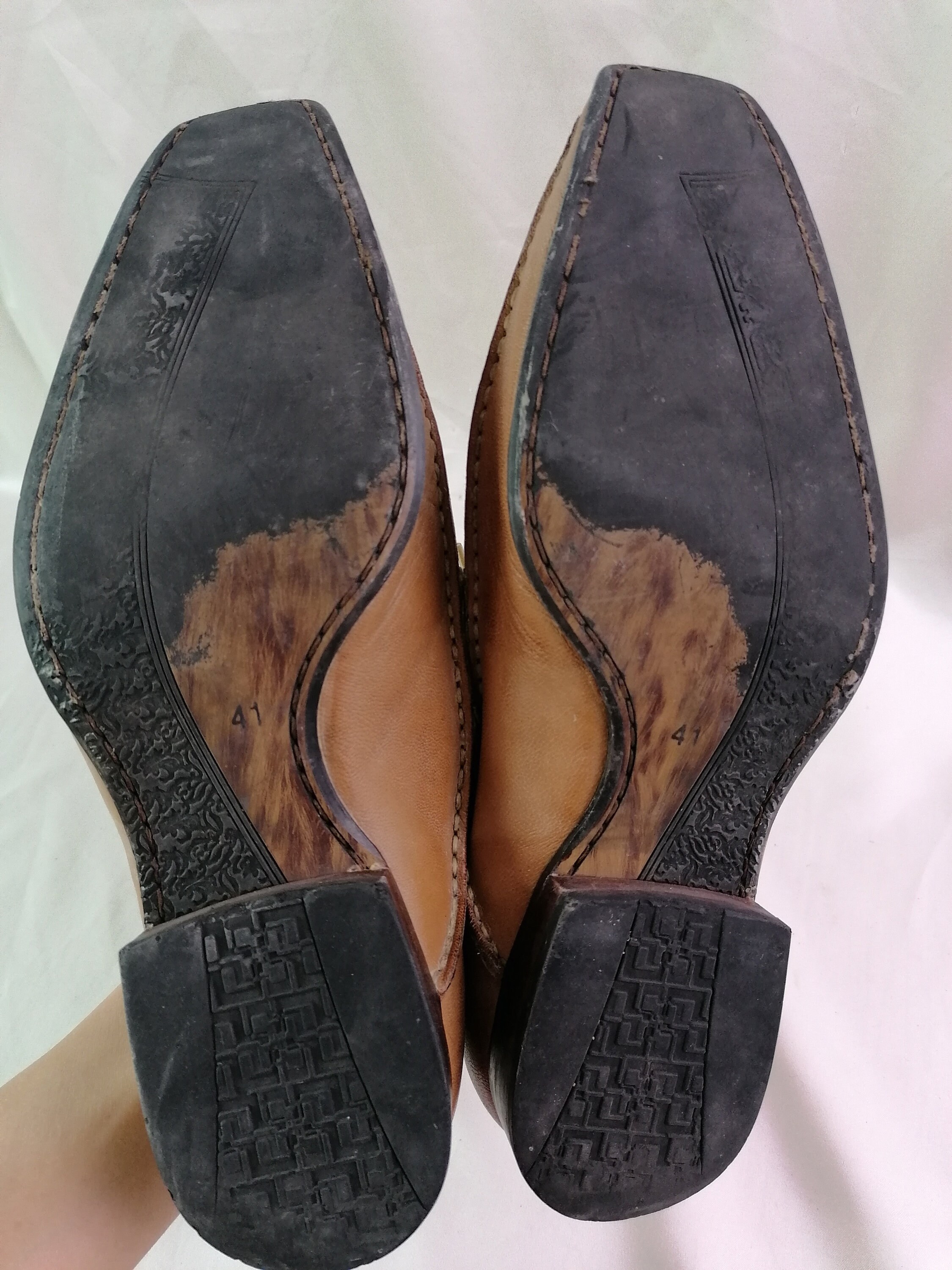 Vintage Camel Leather Square Toe Oxfords, Y2K Lace up Dress 