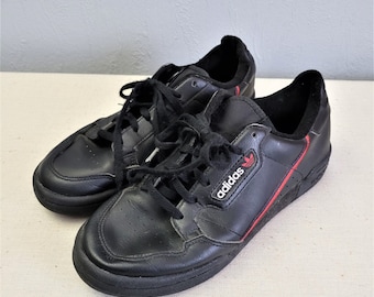Vintage Adidas Black Leather Lace Up Sneakers Women (EU 37), Retro Y2K Trainers