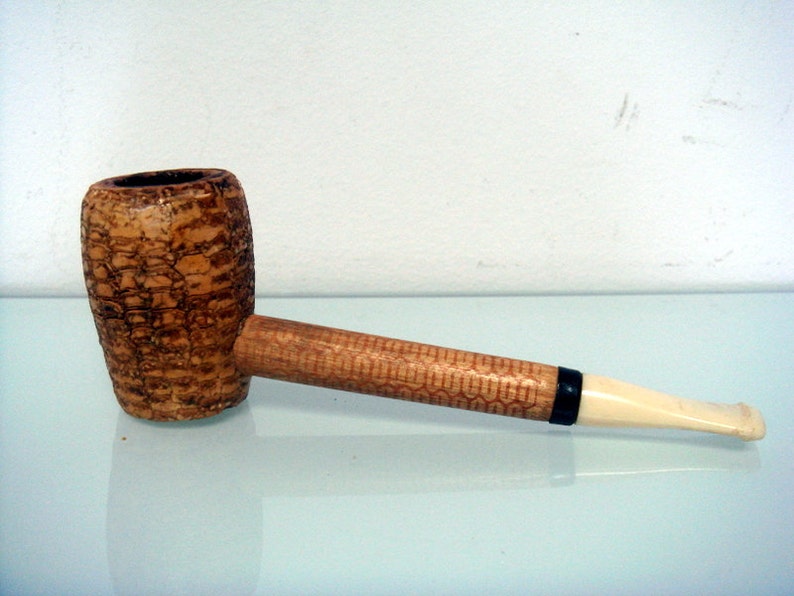Vintage Wooden Pipe with bakelite holder Tobacco Smoking Pipe collectible mid century pipe gift for him ethnic pipe africans design