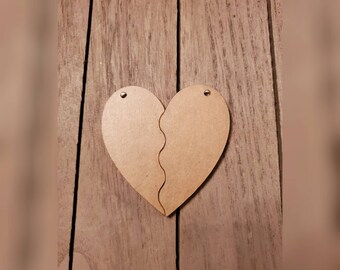 10 - 3 inch split heart acrylic blanks with or without holes for keychains purse fobs, etc.