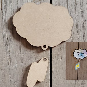 Cloud with lightning bolt badge reel blank, cloud badge reel acrylic blank, lightning acrylic blank