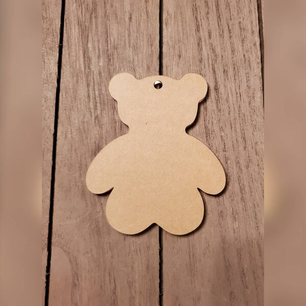 Acrylic 3 inch teddy bear acrylic blanks with or without holes for keychains purse fobs, etc.