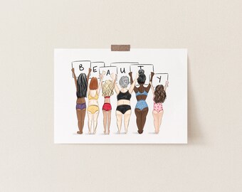 Non-Binary Print ~ Nude Body Positive & Self Love Art Affirmations