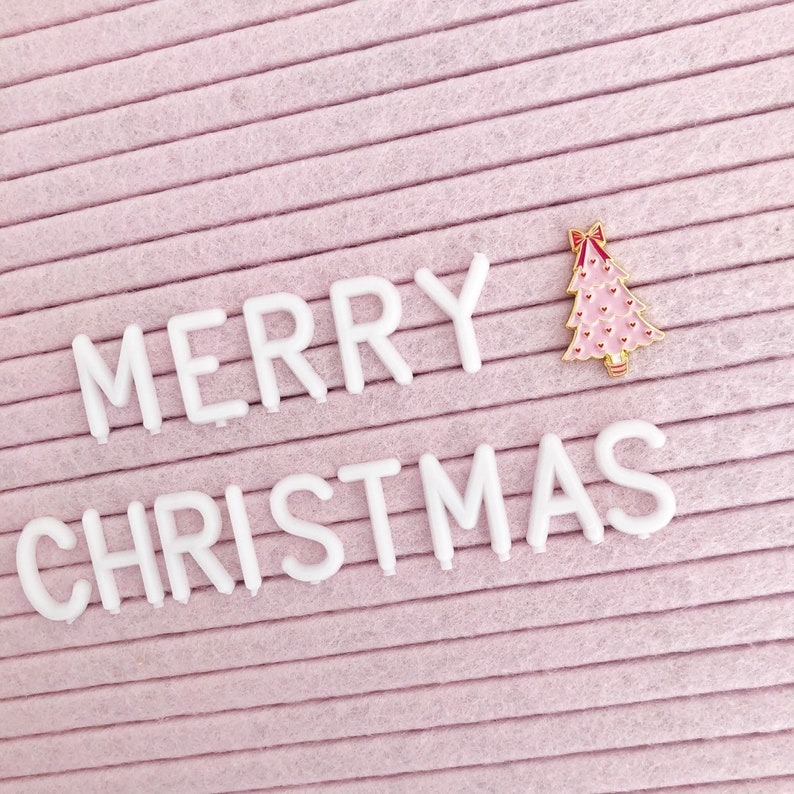Cute enamel pin Christmas gift for her Stocking stuffer for friend Lapel pin Christmas tree pin Pink enamel pin Soft enamel pin