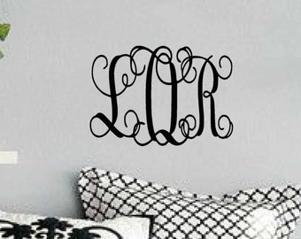 Monogram wall decal - vinyl lettering - teen monogram vinyl wall decal - Personalised wall decal - nursery room wall decal