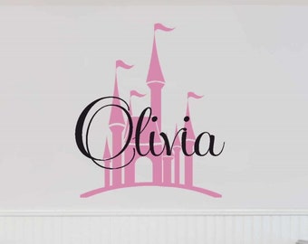 Princess Wall Decal for girl, Personalized girls Name with castle vinyl wall lettering, Wall Decal Princess Nursery Wall Decal