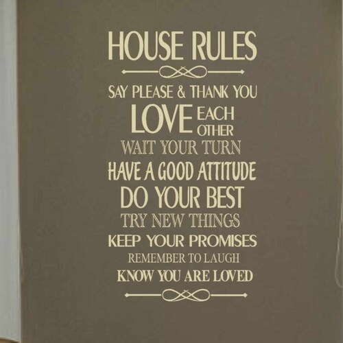 House Rules Wall Decal Entryway Wall Decal Vinyl Wall Etsy
