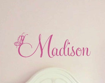 Butterfly wall decal - Wall decal butterfly - Personalized Name Wall Decal - Monogram Wall Decal - Girls Wall Decal