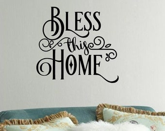 Religions wall decal - Christian Home Décor - Bless this Home wall decal - Family Wall Decal - Entrance way Wall Decal- Wedding Decal Gift