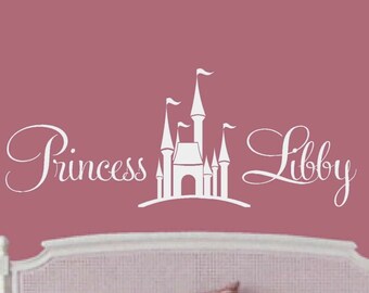 Girls Name Wall Decal - Girls Name Wall Décor - Personalized Princess Girls wall decal - Nursery Wall Decal, Girls Vinyl Decal Girl Decal