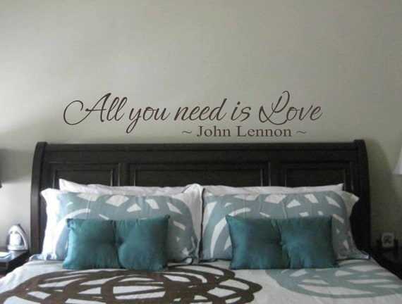 Bedroom Wall Decal Wall Vinyls Decals Art John Lennon Wall Decal All You Need Is Love Wall Decal Wall Decor