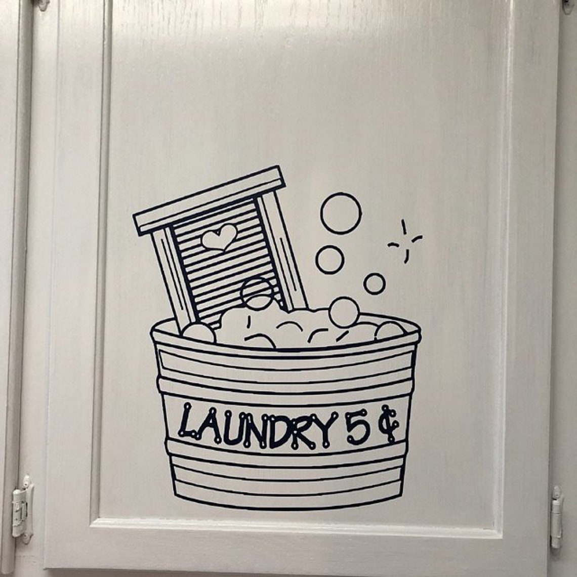 Laundry Wall Decal Wall Art Cute Laundry 5 Cents Bucket Etsy