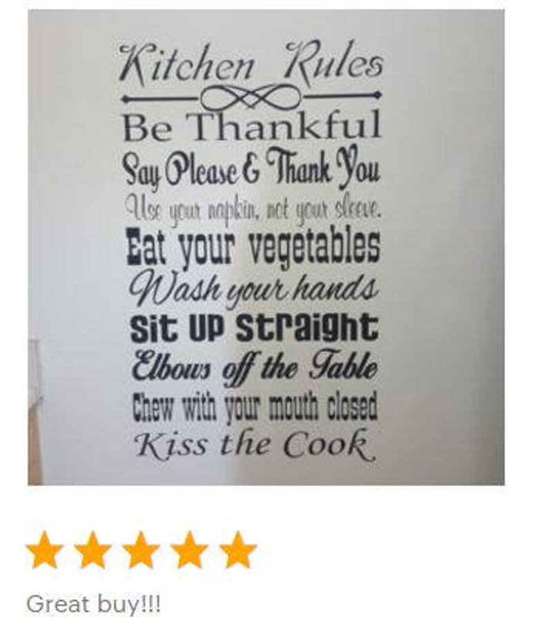 Kitchen Rules Wall Decal Kitchen Decor Vinyl Wall Decal Etsy UK