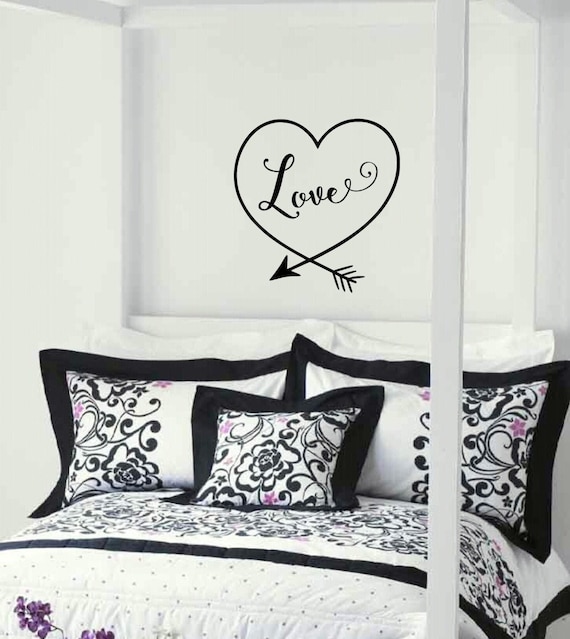 Vinyl Wall Decal Love Heart Arrows Romantic Room Decoration