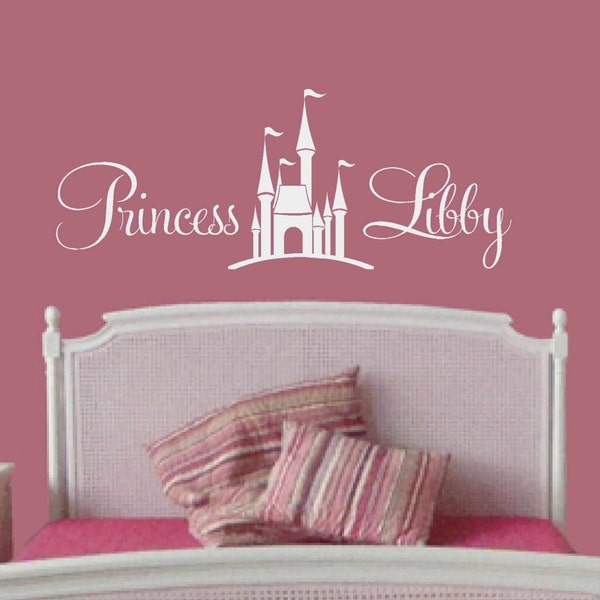 Custom princess wall decal - Personalized Children's wall decal - Princess castle decal - Nursery Wall Decal - Baby Girl wall Decal