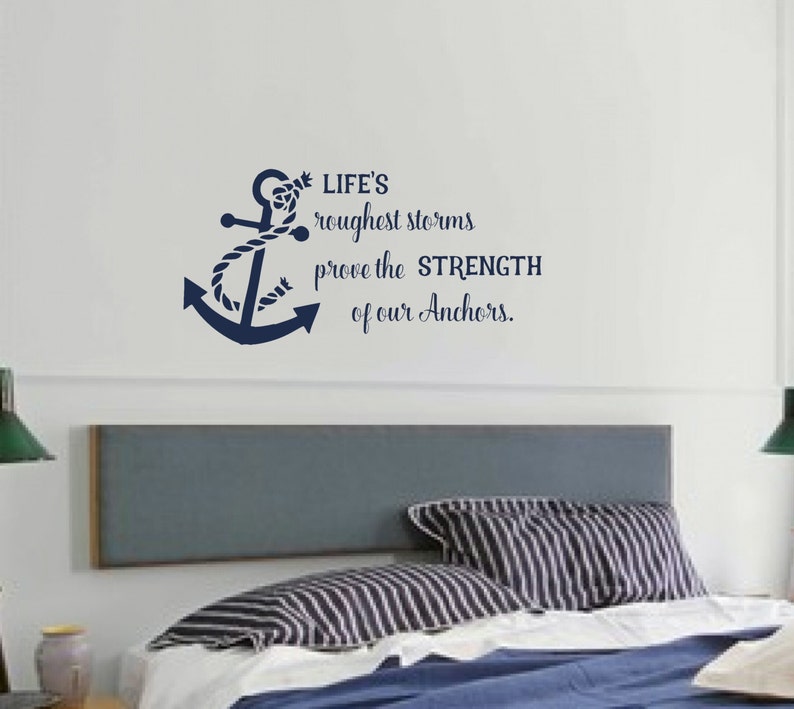 Life's roughest storm Wall Decal Anchor Vinyl Lettering Bedroom Anchor Vinyl Wall Decor Wedding Decal Gift image 1