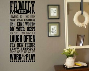 Family Rules wall decal - Wedding Gift wall Decal - Family Rules wall decor  - subway vinyl wall decal - wall vinyls decals art