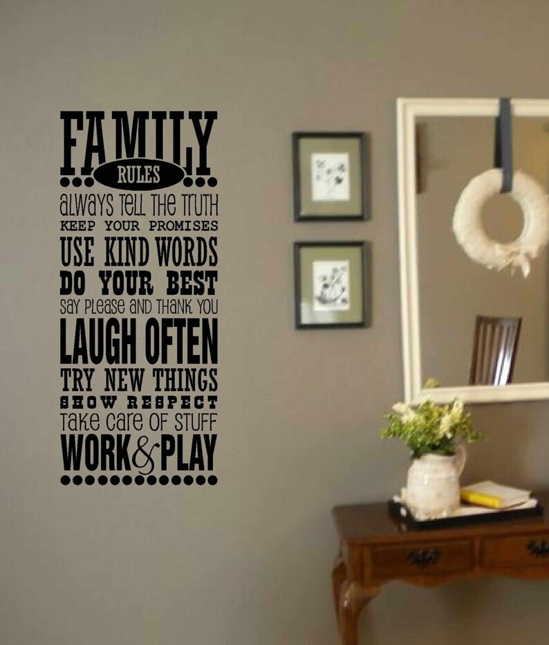 Family Rules Wall Decal Wedding Gift Wall Decal Family Etsy