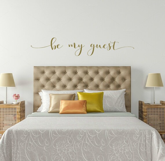 metallic gold be my guest bedroom wall decal be my guest | etsy