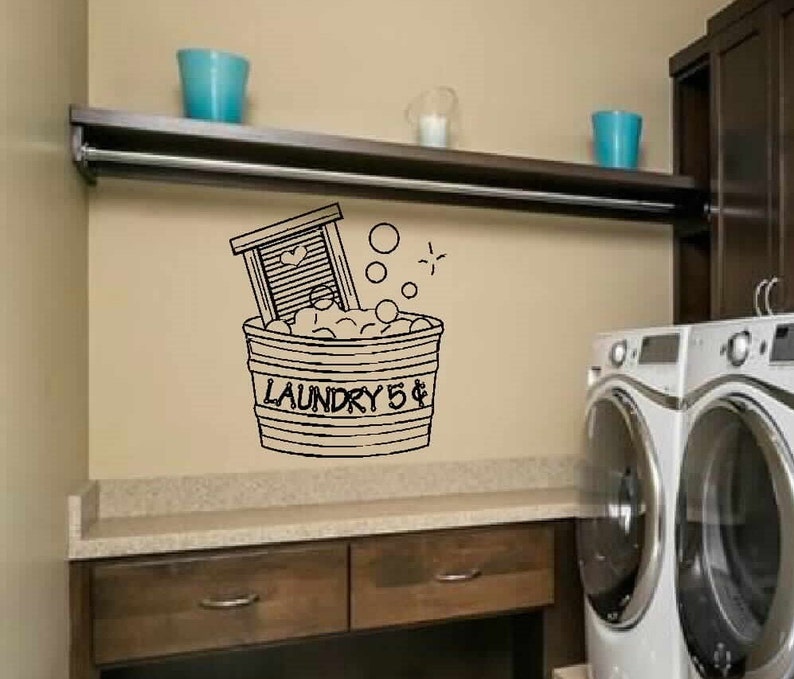 Laundry wall decal wall art cute laundry 5 cents bucket Etsy