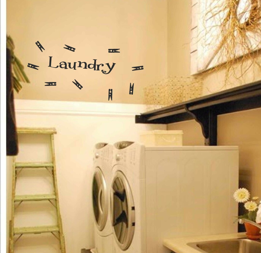 Laundry Room Wall Decor - Laundry Room Decal - Laundry With 9 Clothes ...