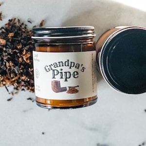 Grandpas Pipe, Black Cherry Tobacco, scented wooden wick candle, Pipe candle, candle, soy candle,  black cherry, tobacco, pipe