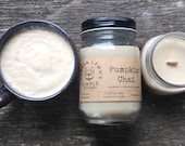 Pumpkin Chai Soy candle Wood Wick candle Handmade long burning candle Fall candle Farmhouse phthalate free french bulldog