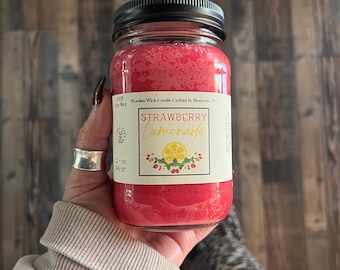 Strawberry Lemonade, Wooden Wick Soy Wax Candle