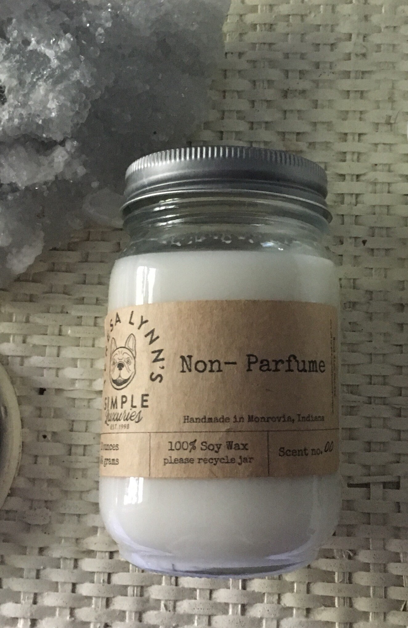 Unscented NonParfume soy wax cotton wick candle handmade dye