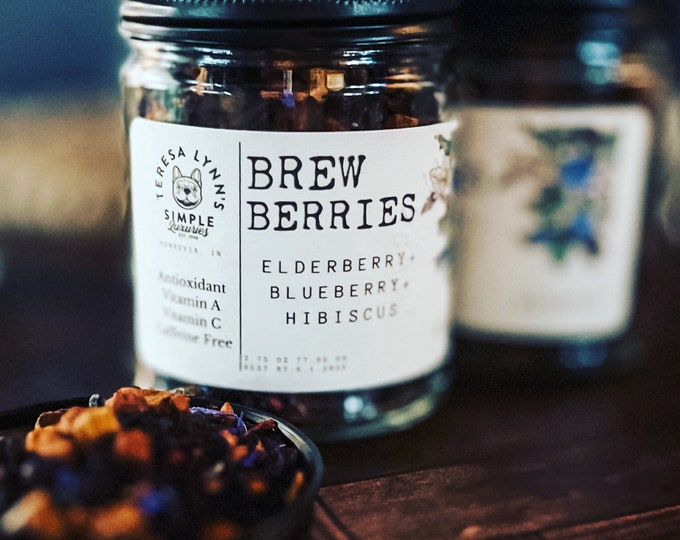 Featured listing image: Brew Berries-Blueberry Elderberry Tea - Relaxing Caffeine-Free Loose Leaf Blend