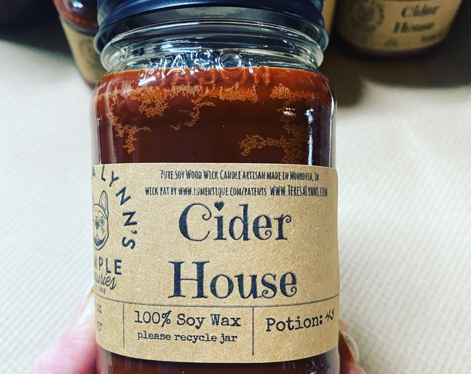 Cider House, wooden wick, soy wax candle, cider, apple, pear, spice, harvest, fruit, phthalate free, essential oil, farm house, fall scent