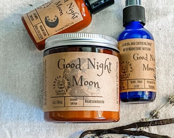 Good Night Moon, Lotion, Anxiety, Self Care, skin repair, coconut oil, luxury, argan oil, Lavender, Tuberose, Heliotrope, spray,