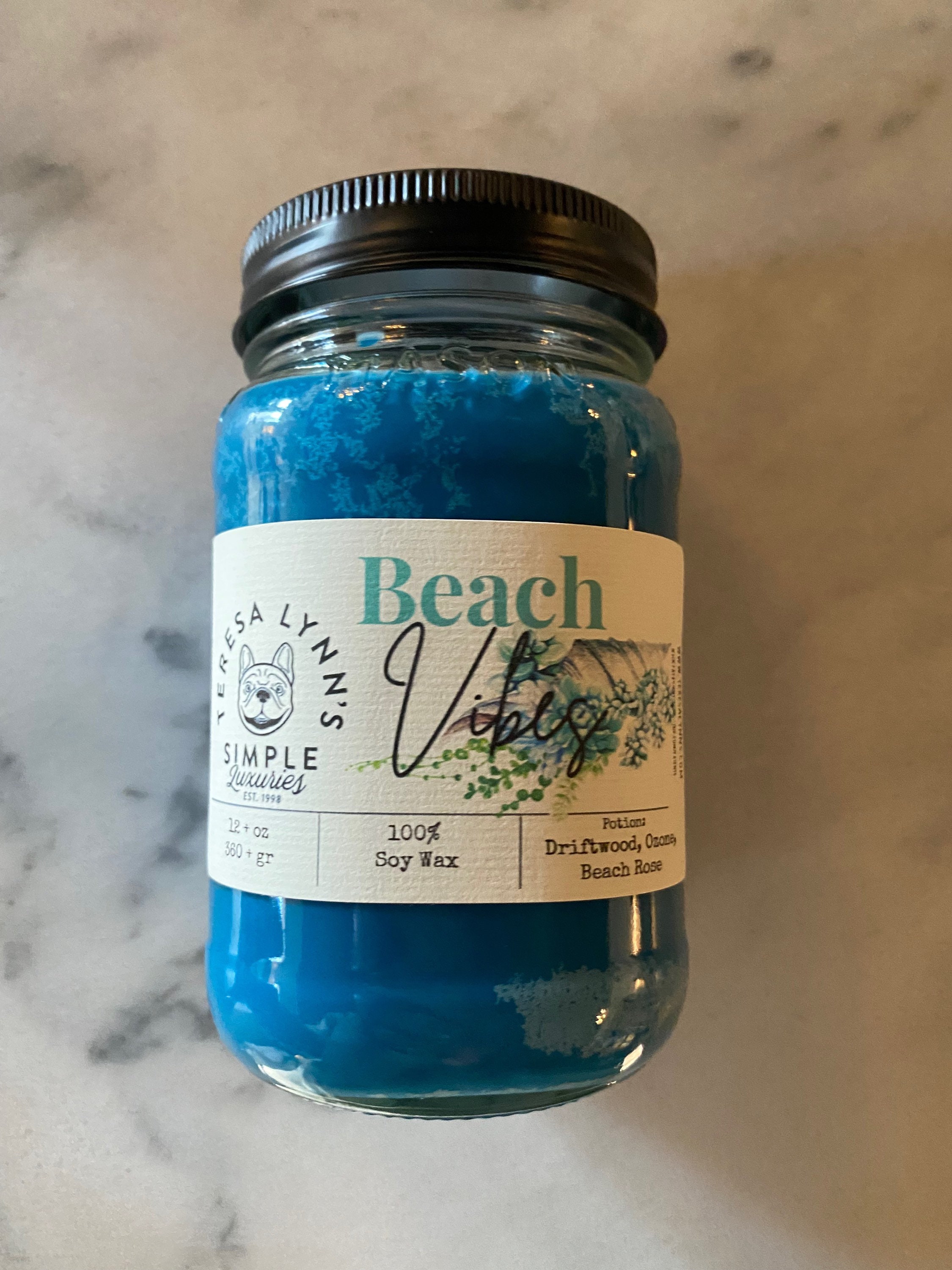 Ocean Wave Scented Candle, Wood Wick Candle, Hand Poured Soy