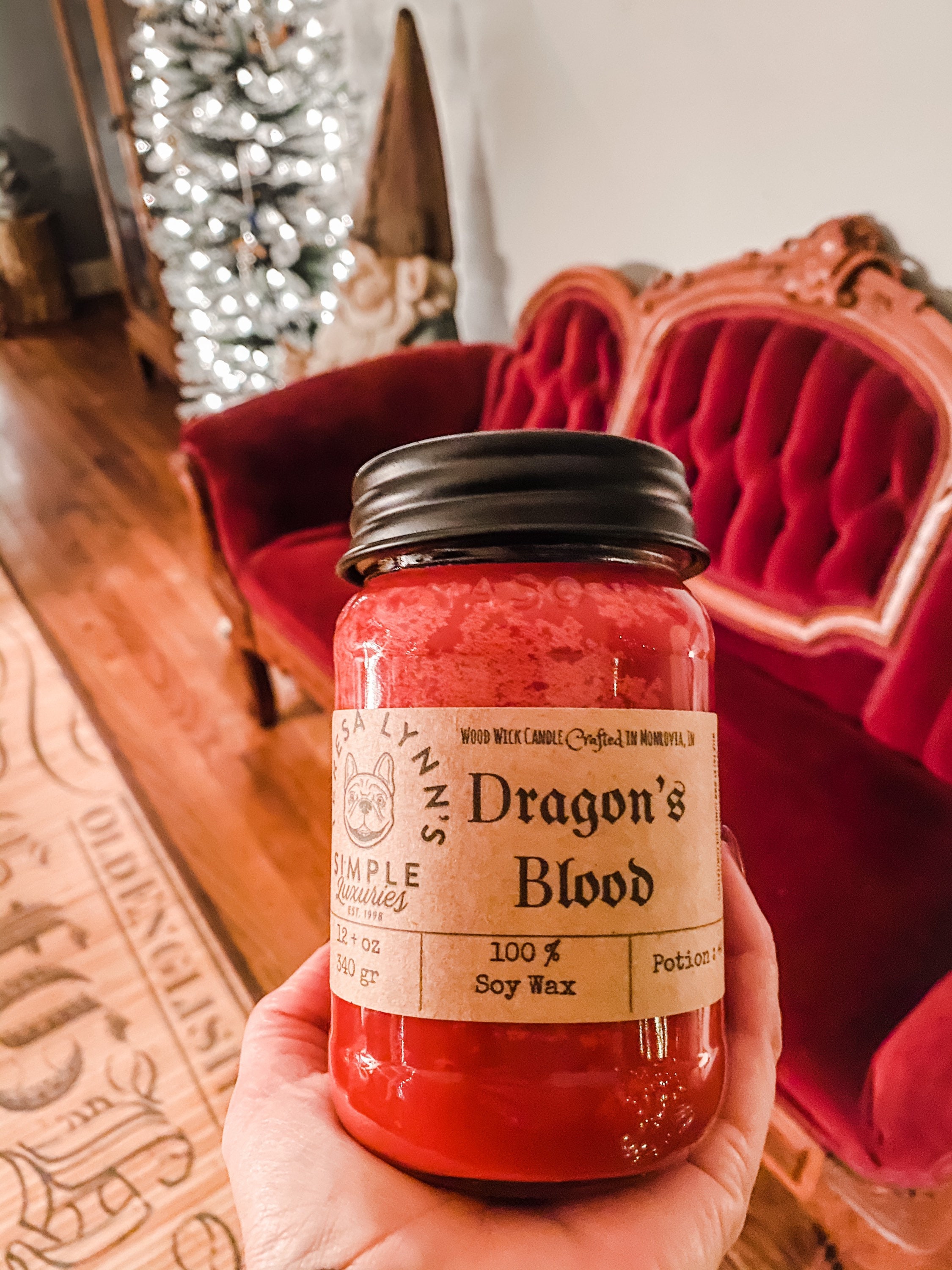 Dragon's Blood candle, handmade candle, soy candle, wood wick, woodwick