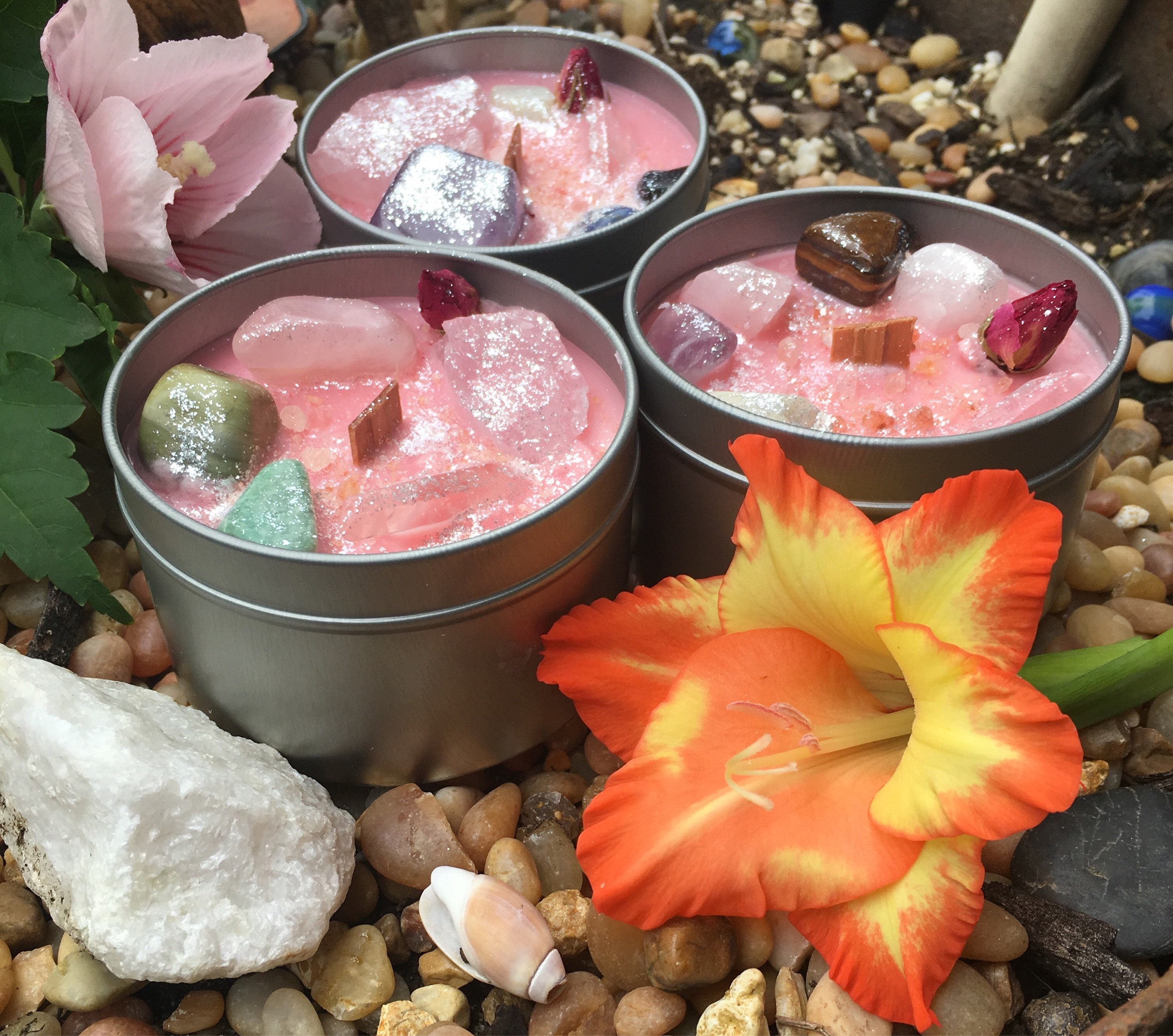 Crystal Stone candle blessing candle Stone Crystal rose