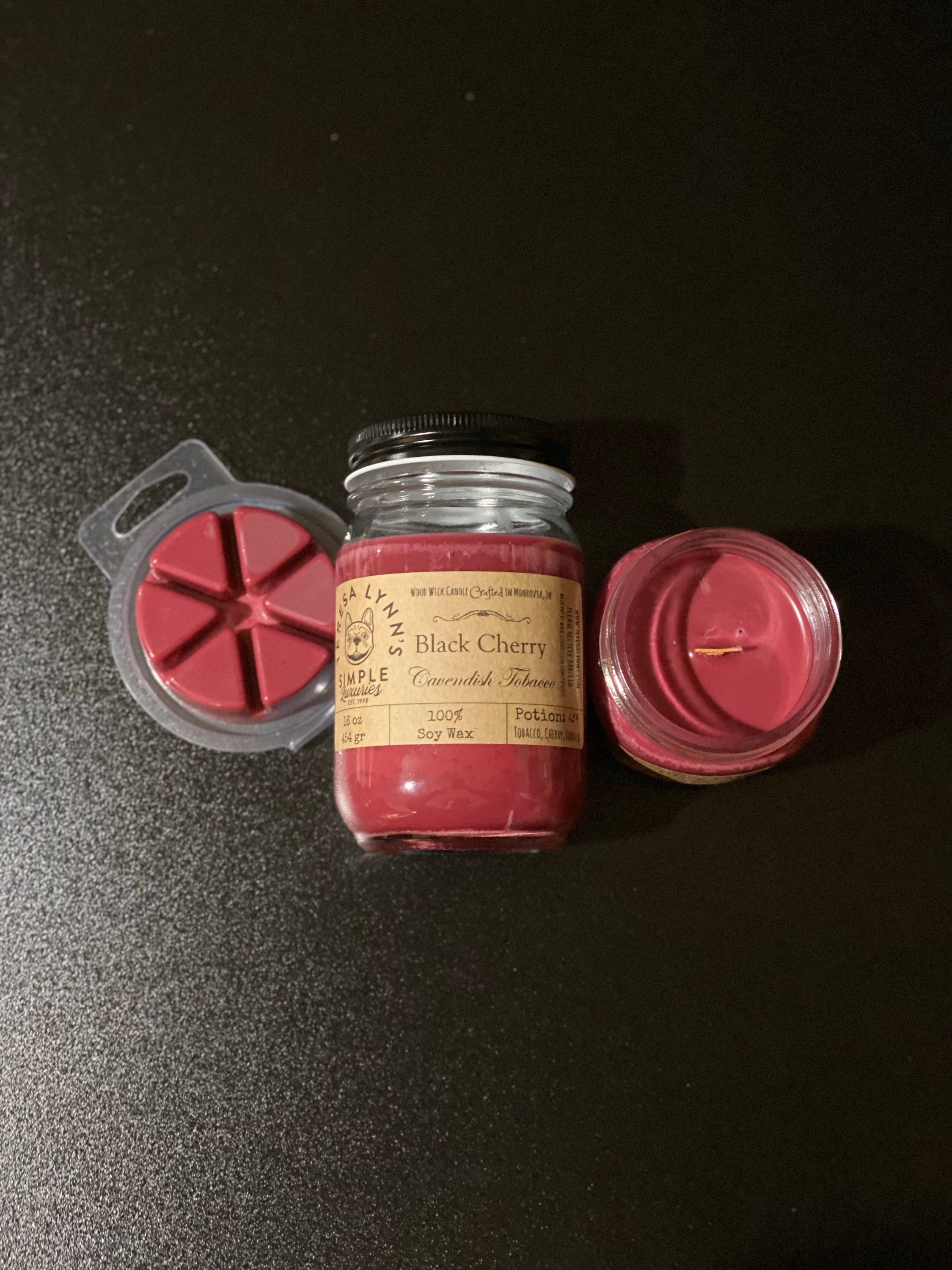 Cherry Pipe Tobacco, scented candle, Cavendish, wood wick candle, soy