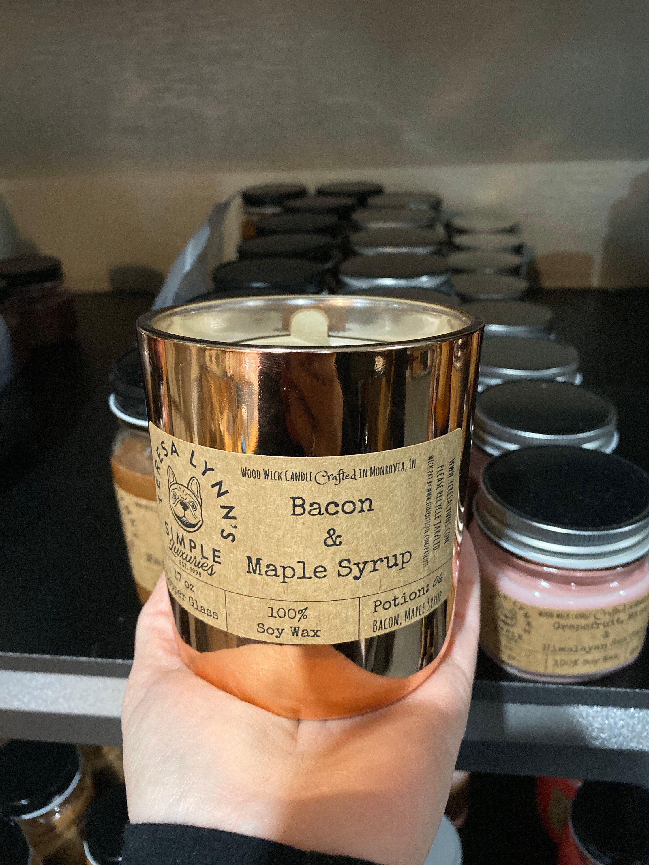 Bacon candle, pancake candle, , handmade, bacon, soy wax, candle, gift