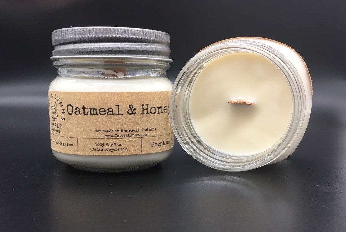 Oatmeal and Honey scented candle self care aromatherapy 100
