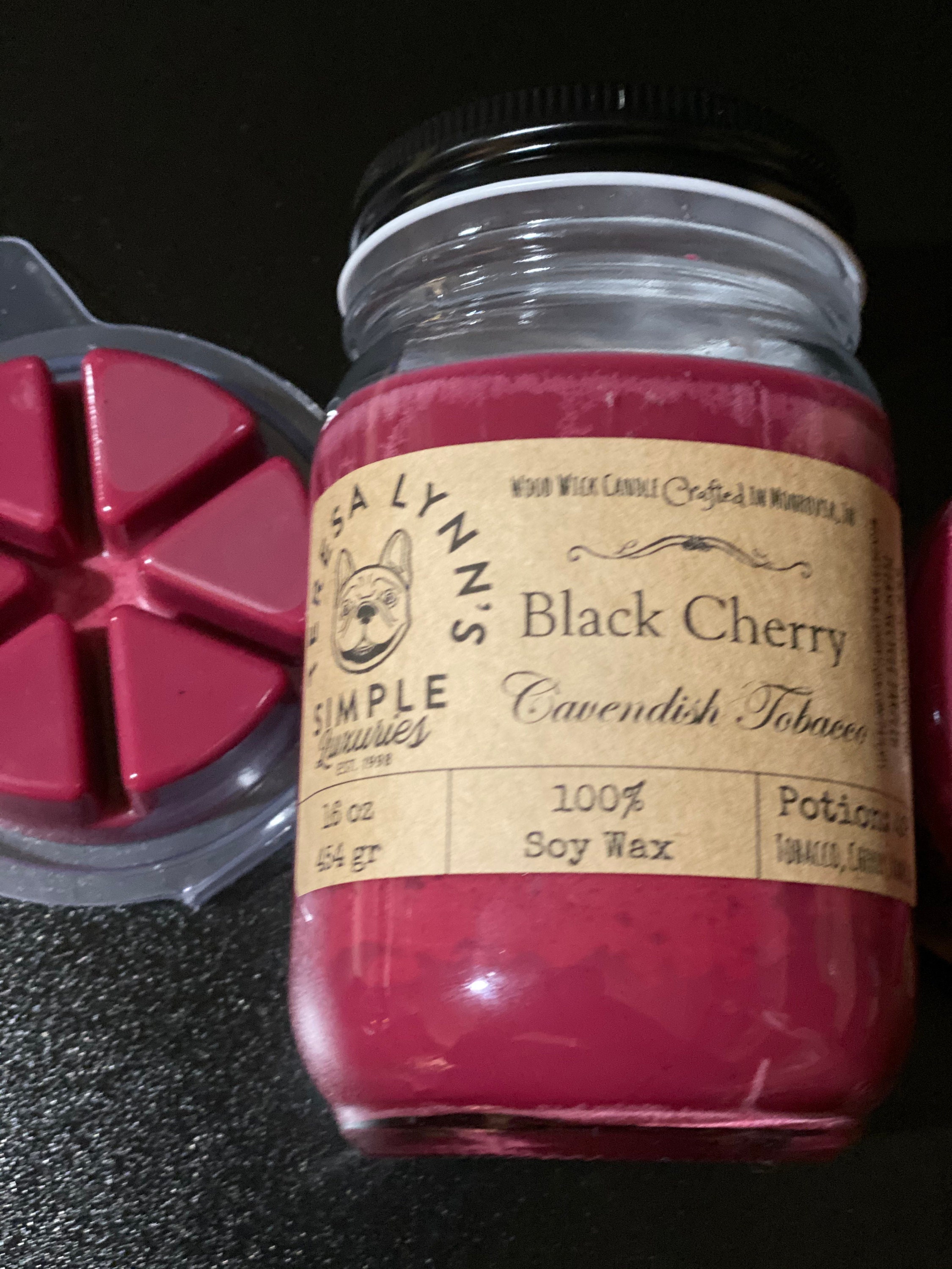 Cherry Pipe Tobacco, scented candle, Cavendish, wood wick candle, soy
