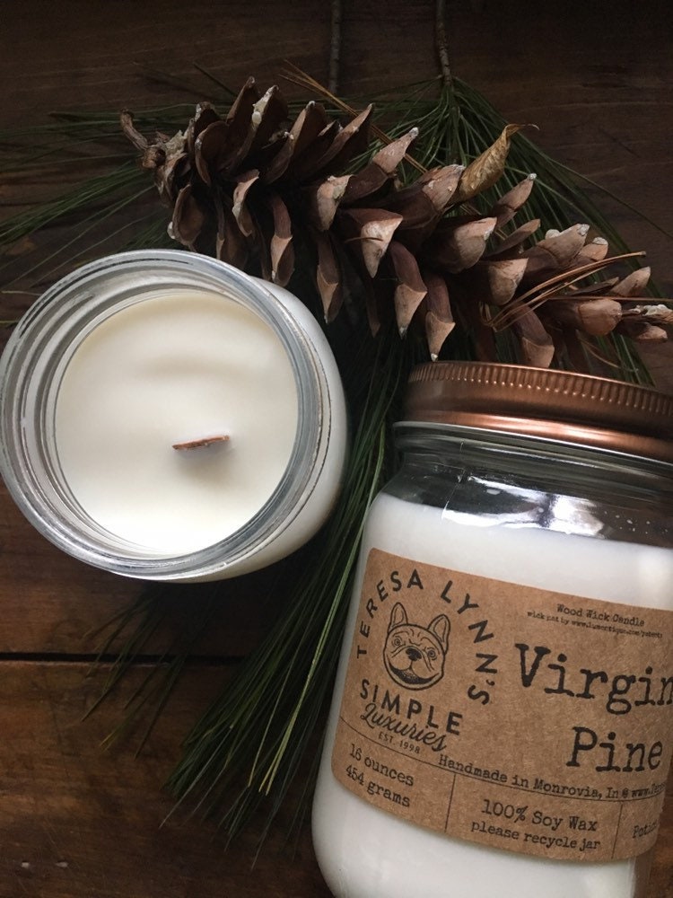 Virginia Pine scented candle wooden wick handmade candle french