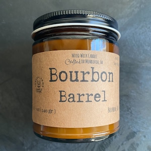 Bourbon Barrel, wooden wick, Soy Candle