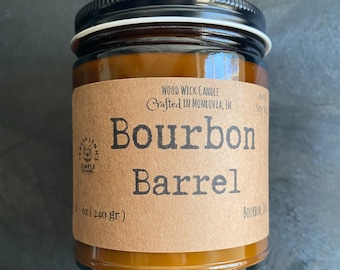 Bourbon Barrel, wooden wick, Soy Candle