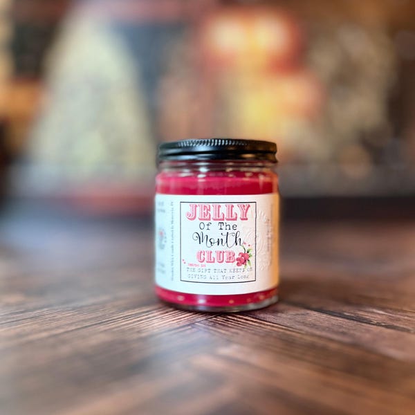 Jelly of The Month Club, wooden wick soy wax candle, Christmas candle