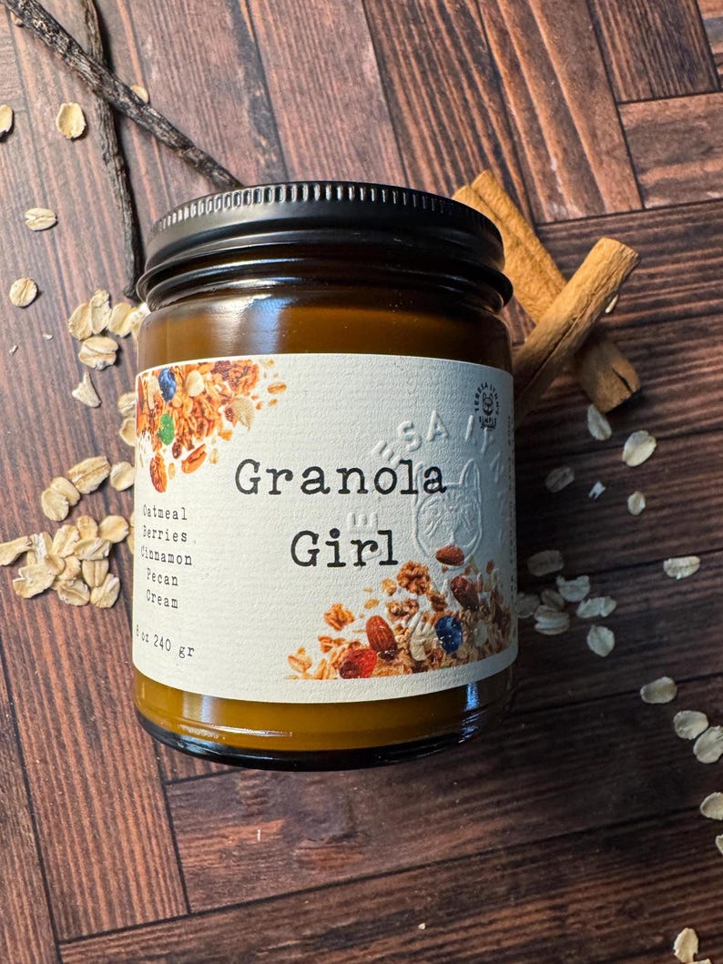 Granola Girl Candle- Oatmeal, Honey, Pecan Wooden Wick CoCoSoy Candle image 1