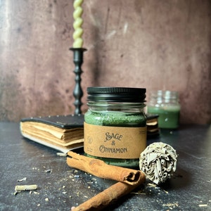 Sage and Cinnamon, wooden wick, soy wax candle, home fragrance, winter scent, cottage chic, witchy scent, mason jar candle, farmhouse candle image 10