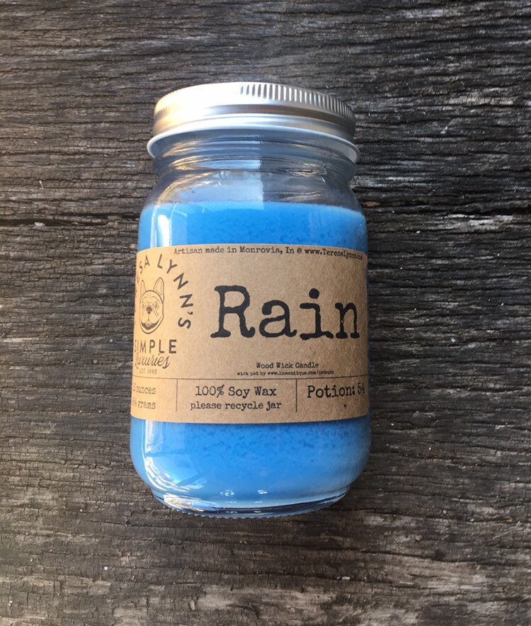 Rain scented candle wooden wick soy candle crackle candle