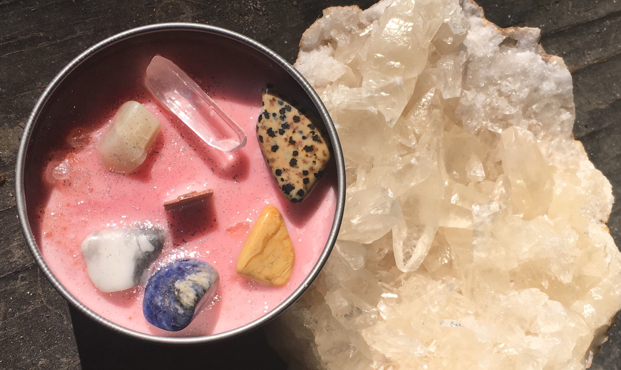 Crystal Stone candle blessing candle Stone Crystal rose