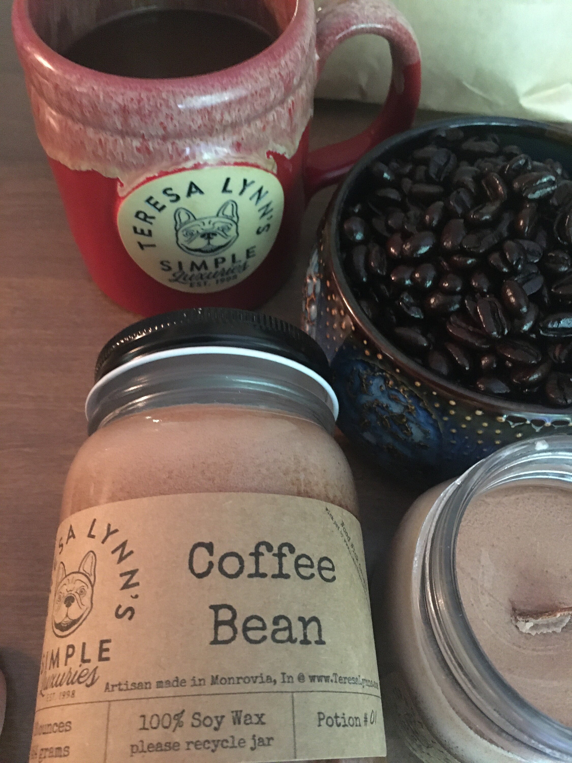 Coffee Bean, scented candle, handmade, , soy wax, coffee shop, infused